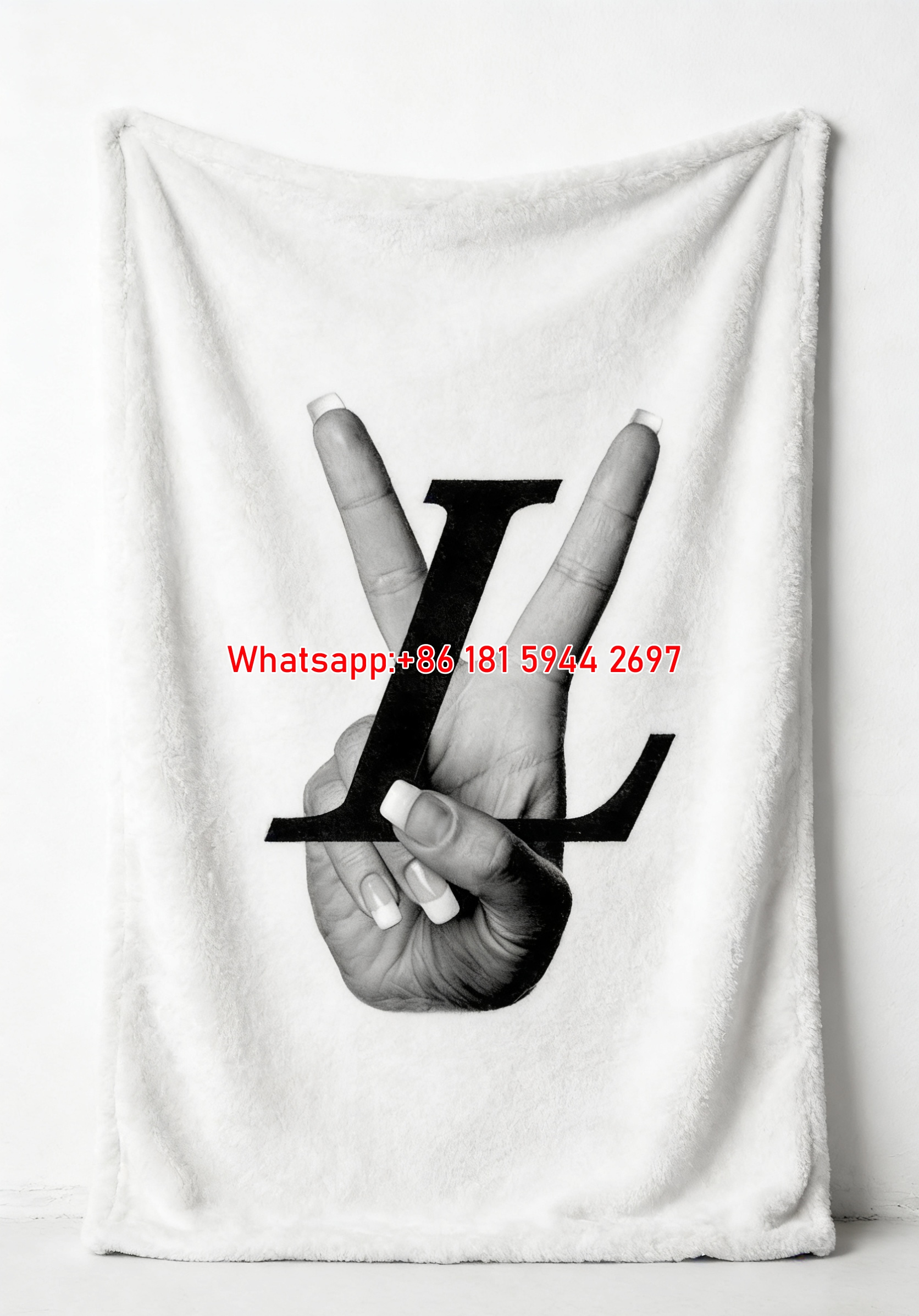 LV Hand Gesture Art Blanket Monogram L Luxury Throw 034